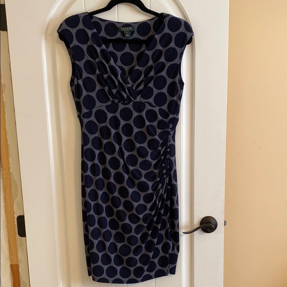Lauren Ralph Lauren Blue Sheath Midi Dress with Sweetheart Neckline for Cocktail